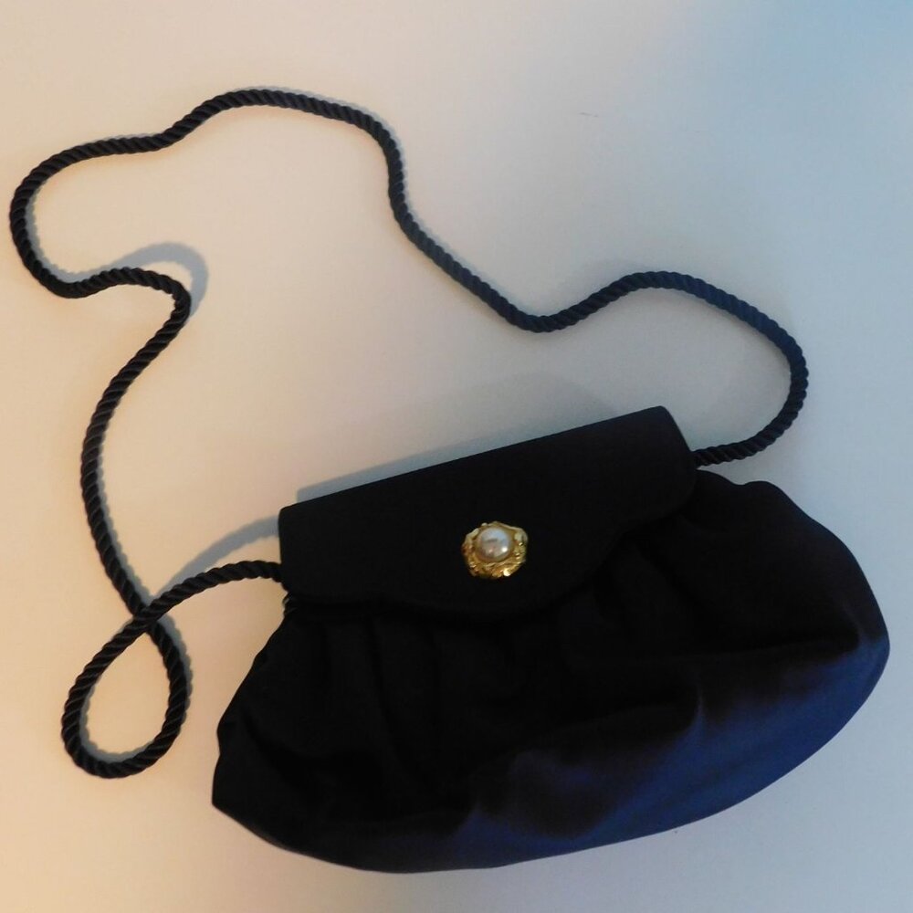 Vintage Black Bag with Pearl Detail